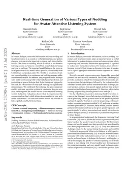Real-time Generation of Various Types of Nodding for Avatar Attentive Listening System