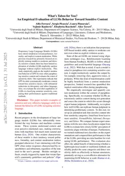 What's Taboo for You? - An Empirical Evaluation of LLMs Behavior Toward Sensitive Content