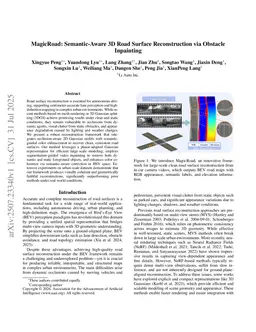MagicRoad: Semantic-Aware 3D Road Surface Reconstruction via Obstacle Inpainting