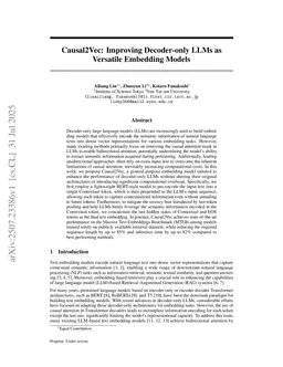 Causal2Vec: Improving Decoder-only LLMs as Versatile Embedding Models