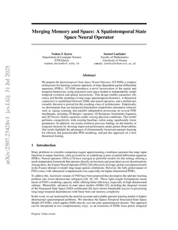 Merging Memory and Space: A State Space Neural Operator
