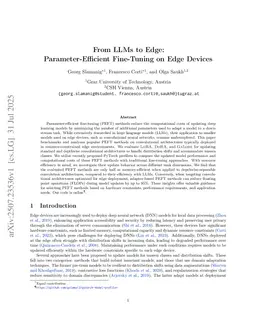From LLMs to Edge: Parameter-Efficient Fine-Tuning on Edge Devices