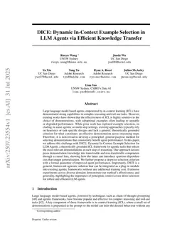 DICE: Dynamic In-Context Example Selection in LLM Agents via Efficient Knowledge Transfer