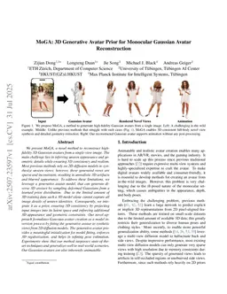 MoGA: 3D Generative Avatar Prior for Monocular Gaussian Avatar Reconstruction