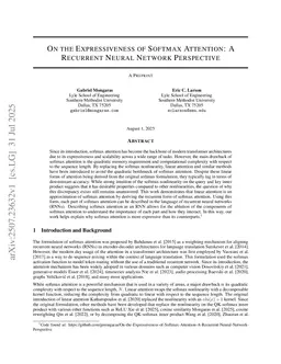 On the Expressiveness of Softmax Attention: A Recurrent Neural Network Perspective