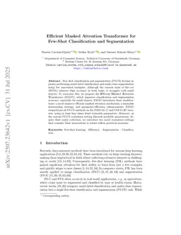 Efficient Masked Attention Transformer for Few-Shot Classification and Segmentation