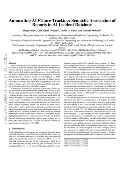 Automating AI Failure Tracking: Semantic Association of Reports in AI Incident Database
