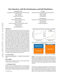 Slot Attention with Re-Initialization and Self-Distillation