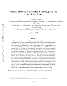 Formal Bayesian Transfer Learning via the Total Risk Prior