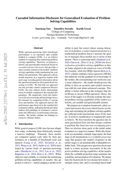 Cascaded Information Disclosure for Generalized Evaluation of Problem Solving Capabilities