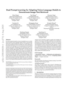 Dual Prompt Learning for Adapting Vision-Language Models to Downstream Image-Text Retrieval
