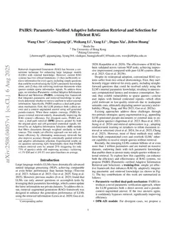 PAIRS: Parametric-Verified Adaptive Information Retrieval and Selection for Efficient RAG