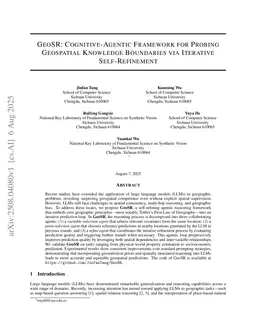 GeoSR: Cognitive-Agentic Framework for Probing Geospatial Knowledge Boundaries via Iterative Self-Refinement