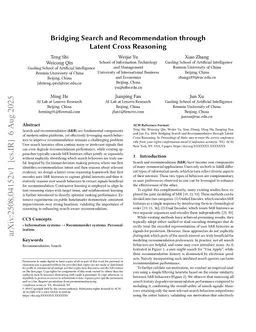 Bridging Search and Recommendation through Latent Cross Reasoning