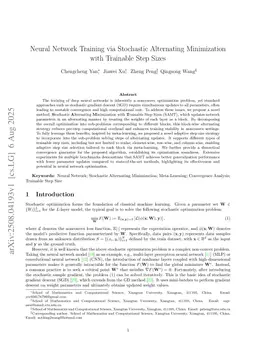 Neural Network Training via Stochastic Alternating Minimization with Trainable Step Sizes