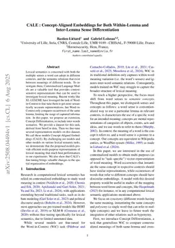 CALE : Concept-Aligned Embeddings for Both Within-Lemma and Inter-Lemma Sense Differentiation