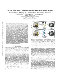 Surf3R: Rapid Surface Reconstruction from Sparse RGB Views in Seconds