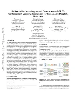 RAIDX: A Retrieval-Augmented Generation and GRPO Reinforcement Learning Framework for Explainable Deepfake Detection