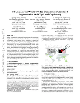 MSC: A Marine Wildlife Video Dataset with Grounded Segmentation and Clip-Level Captioning
