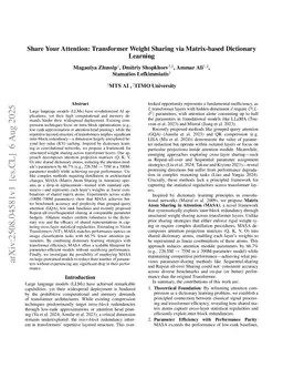 Share Your Attention: Transformer Weight Sharing via Matrix-based Dictionary Learning
