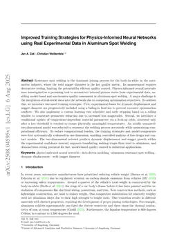 Improved Training Strategies for Physics-Informed Neural Networks using Real Experimental Data in Aluminum Spot Welding