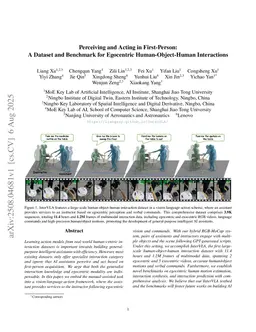 Perceiving and Acting in First-Person: A Dataset and Benchmark for Egocentric Human-Object-Human Interactions