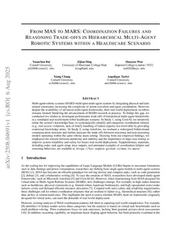 From MAS to MARS: Coordination Failures and Reasoning Trade-offs in Hierarchical Multi-Agent Robotic Systems within a Healthcare Scenario