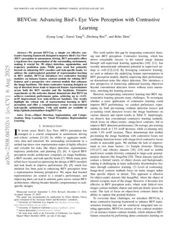 BEVCon: Advancing Bird's Eye View Perception with Contrastive Learning