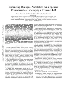 Enhancing Dialogue Annotation with Speaker Characteristics Leveraging a Frozen LLM