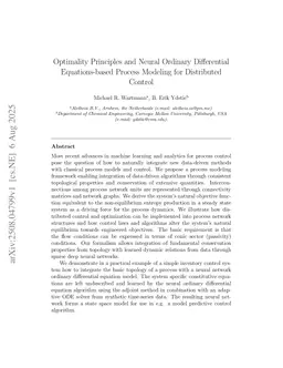 Optimality Principles and Neural Ordinary Differential Equations-based Process Modeling for Distributed Control
