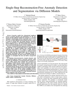 Single-Step Reconstruction-Free Anomaly Detection and Segmentation via Diffusion Models