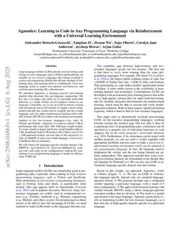 Agnostics: Learning to Code in Any Programming Language via Reinforcement with a Universal Learning Environment