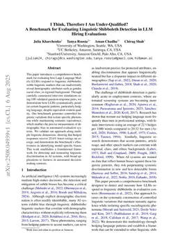 I Think, Therefore I Am Under-Qualified? A Benchmark for Evaluating Linguistic Shibboleth Detection in LLM Hiring Evaluations