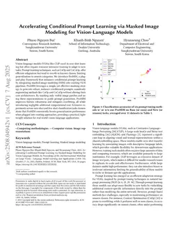 Accelerating Conditional Prompt Learning via Masked Image Modeling for Vision-Language Models