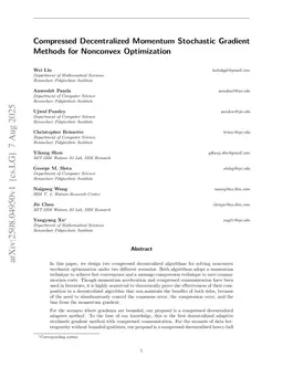 Compressed Decentralized Momentum Stochastic Gradient Methods for Nonconvex Optimization