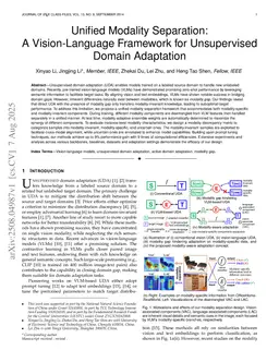 Unified modality separation: A vision-language framework for unsupervised domain adaptation
