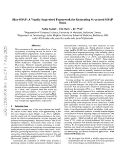 Skin-SOAP: A Weakly Supervised Framework for Generating Structured SOAP Notes