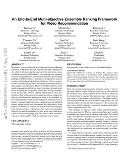 An End-to-End Multi-objective Ensemble Ranking Framework for Video Recommendation