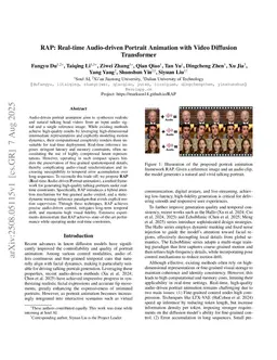 RAP: Real-time Audio-driven Portrait Animation with Video Diffusion Transformer