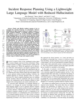 Incident Response Planning Using a Lightweight Large Language Model with Reduced Hallucination