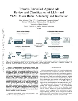 Towards Embodied Agentic AI: Review and Classification of LLM- and VLM-Driven Robot Autonomy and Interaction