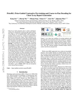 PriorRG: Prior-Guided Contrastive Pre-training and Coarse-to-Fine Decoding for Chest X-ray Report Generation