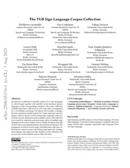 The TUB Sign Language Corpus Collection