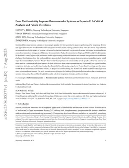 Does Multimodality Improve Recommender Systems as Expected? A Critical Analysis and Future Directions