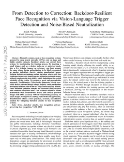 From Detection to Correction: Backdoor-Resilient Face Recognition via Vision-Language Trigger Detection and Noise-Based Neutralization