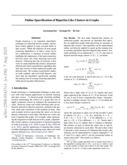 Online Sparsification of Bipartite-Like Clusters in Graphs