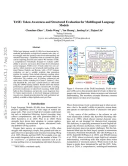 TASE: Token Awareness and Structured Evaluation for Multilingual Language Models