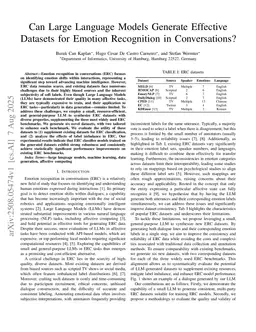 Can Large Language Models Generate Effective Datasets for Emotion Recognition in Conversations?