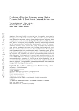 Prediction of Survival Outcomes under Clinical Presence Shift: A Joint Neural Network Architecture