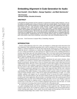 Embedding Alignment in Code Generation for Audio